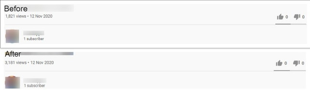 Video metrics before and after